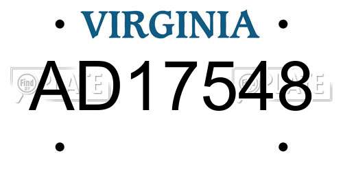 AD17548 Virginia License Plate