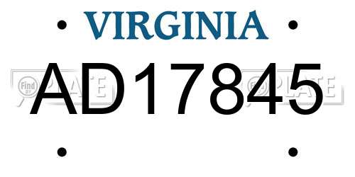 AD17845 Virginia License Plate