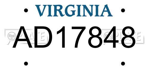 AD17848 Virginia License Plate