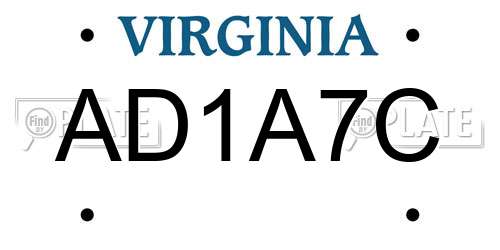 AD1A7C Virginia License Plate