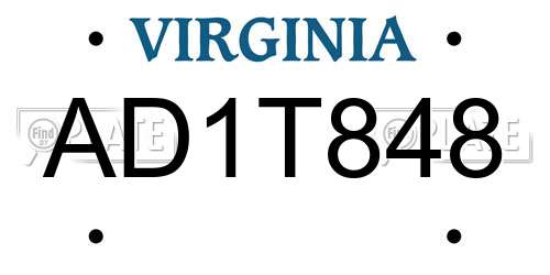 AD1T848 Virginia License Plate