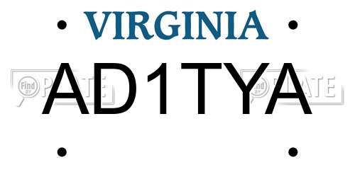 AD1TYA Virginia License Plate