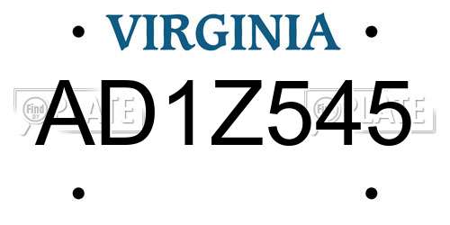AD1Z545 Virginia License Plate