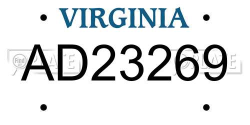 AD23269 Virginia License Plate