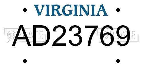 AD23769 Virginia License Plate
