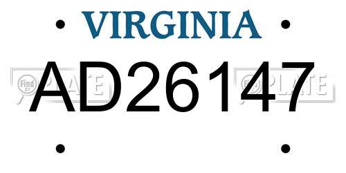 AD26147 Virginia License Plate