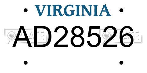 AD28526 Virginia License Plate