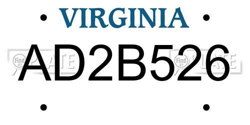 AD2B526 Virginia License Plate