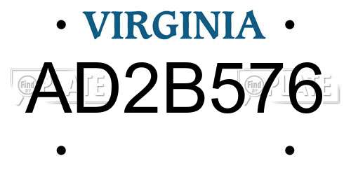 AD2B576 Virginia License Plate