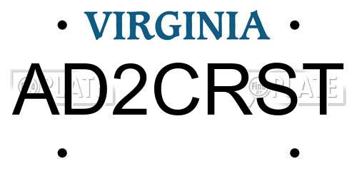 AD2CRST Virginia License Plate