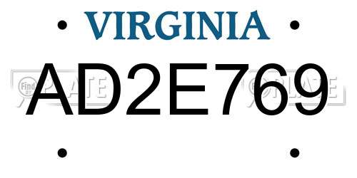 AD2E769 Virginia License Plate