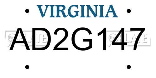 AD2G147 Virginia License Plate