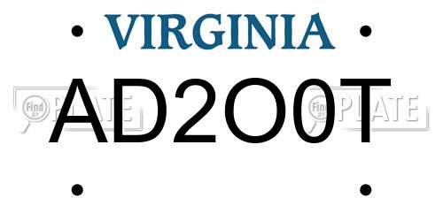 AD2O0T Virginia License Plate