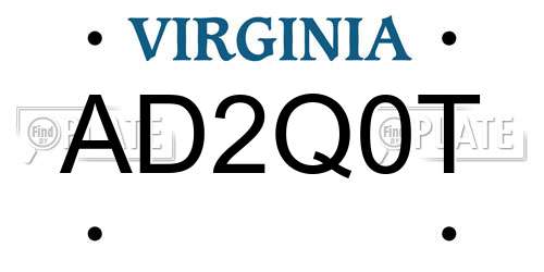 AD2Q0T Virginia License Plate