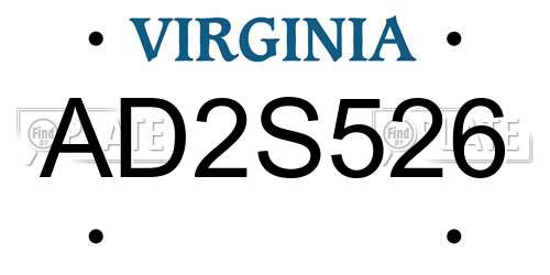 AD2S526 Virginia License Plate