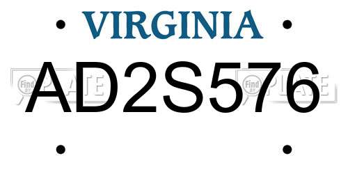 AD2S576 Virginia License Plate