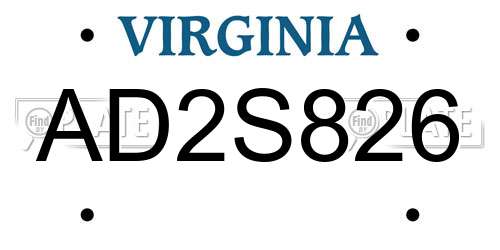 AD2S826 Virginia License Plate