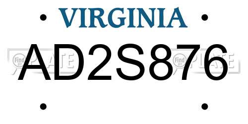 AD2S876 Virginia License Plate