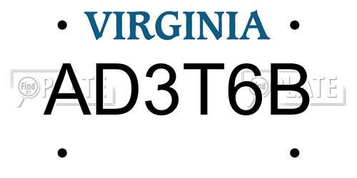 AD3T6B Virginia License Plate