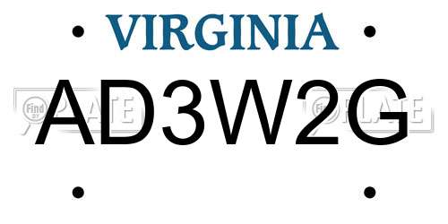 AD3W2G Virginia License Plate