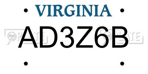 AD3Z6B Virginia License Plate