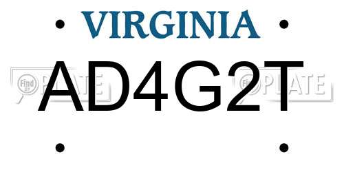 AD4G2T Virginia License Plate