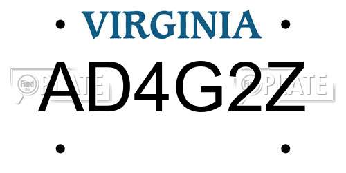 AD4G2Z Virginia License Plate