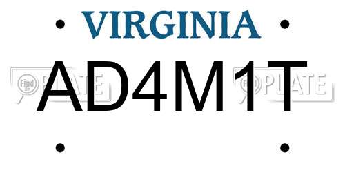 AD4M1T Virginia License Plate