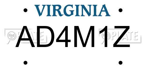 AD4M1Z Virginia License Plate
