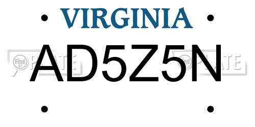 AD5Z5N Virginia License Plate