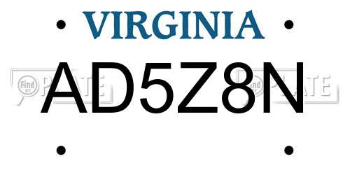 AD5Z8N Virginia License Plate