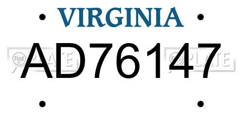 AD76147 Virginia License Plate