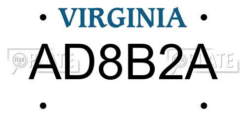 AD8B2A Virginia License Plate