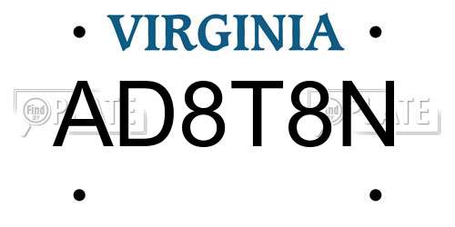 AD8T8N Virginia License Plate
