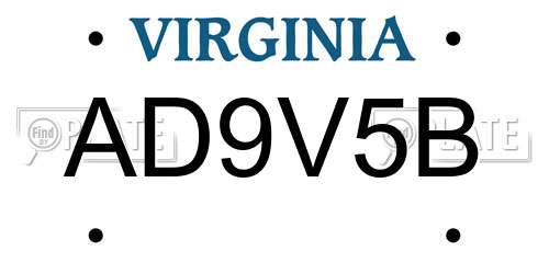 AD9V5B Virginia License Plate