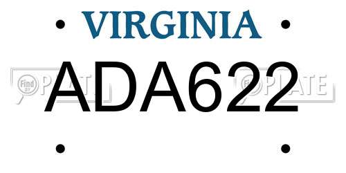 ADA622 Virginia License Plate