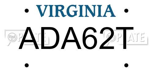 ADA62T Virginia License Plate