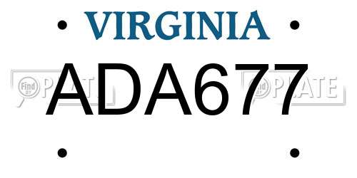 ADA677 Virginia License Plate