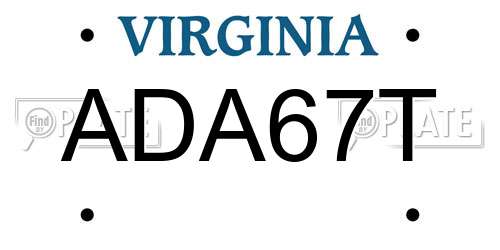 ADA67T Virginia License Plate