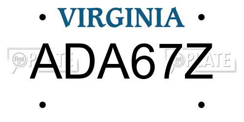 ADA67Z Virginia License Plate