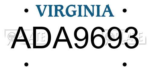 ADA9693 Virginia License Plate