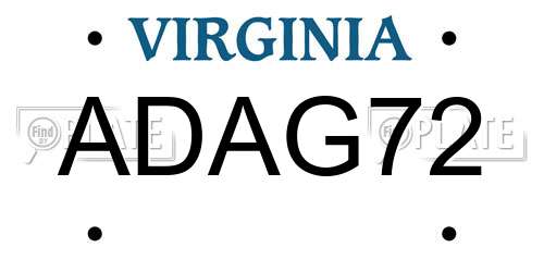 ADAG72 Virginia License Plate