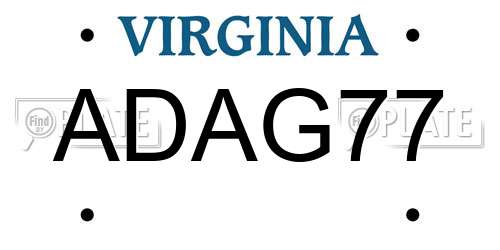 ADAG77 Virginia License Plate