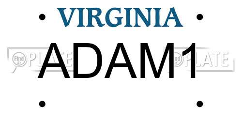 ADAM1 Virginia License Plate