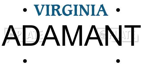 ADAMANT Virginia License Plate