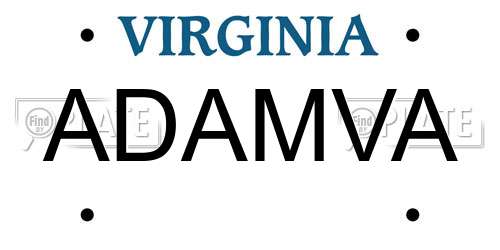 ADAMVA Virginia License Plate