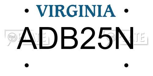 ADB25N Virginia License Plate