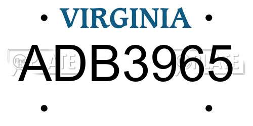 ADB3965 Virginia License Plate