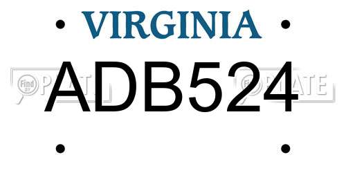 ADB524 Virginia License Plate