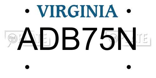 ADB75N Virginia License Plate